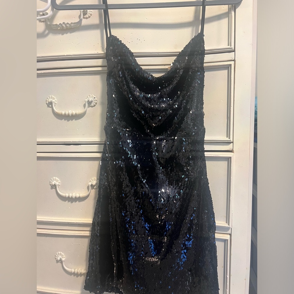 WORN ONCE LUCY IN THE SKY BLACK SEQUIN MINI DRESS